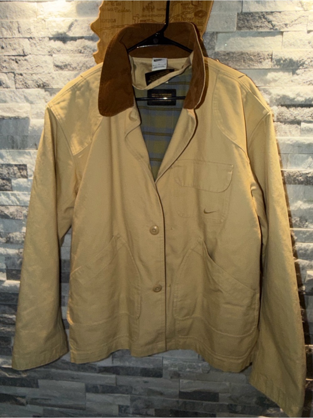 Nike Beige Utility Jacket with Brown Collar